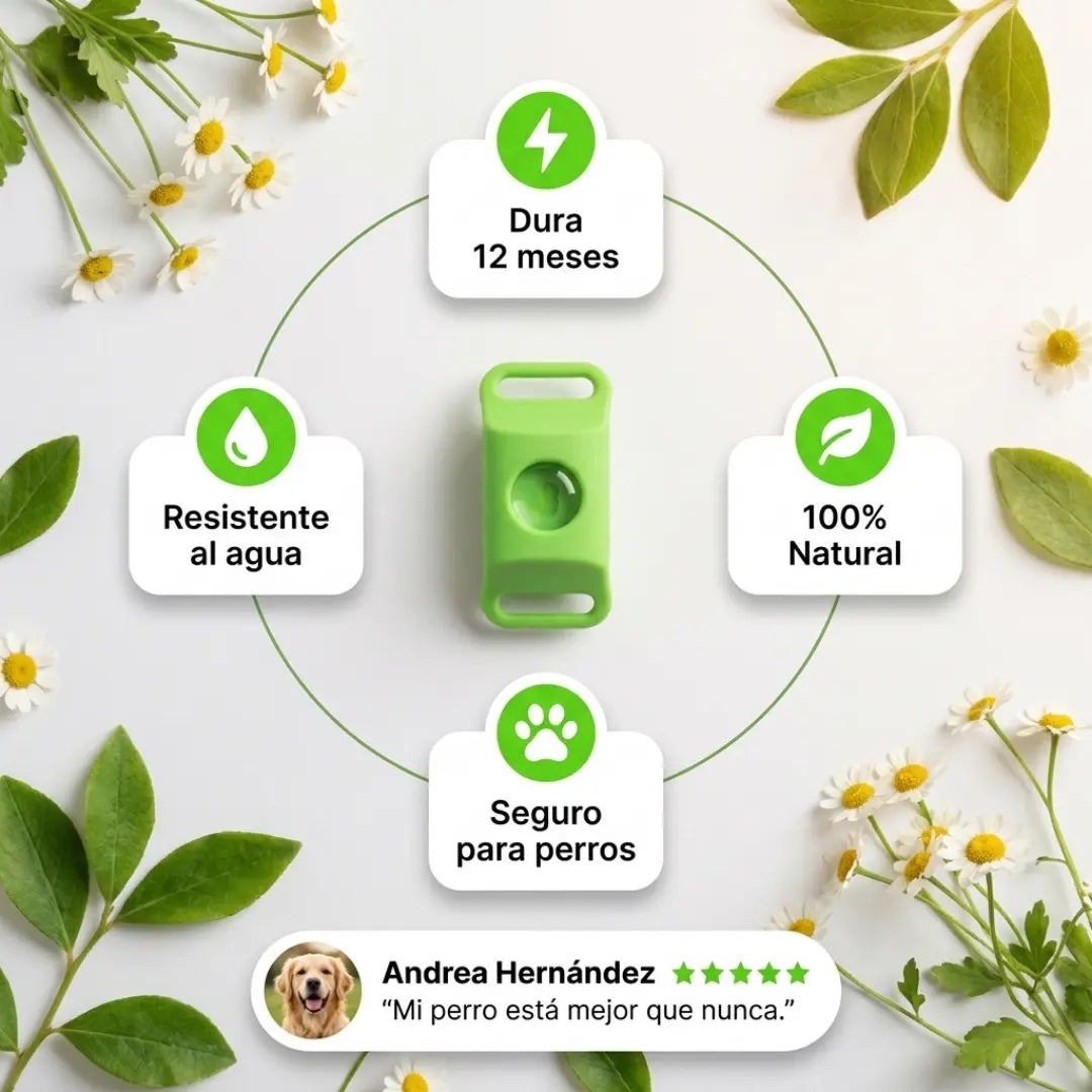Colgante PawCore™ Natural Anti Pulgas y Garrapatas